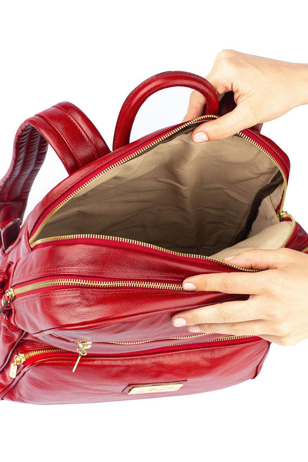 Mochila grande de couro liso Zooey - Enluaze