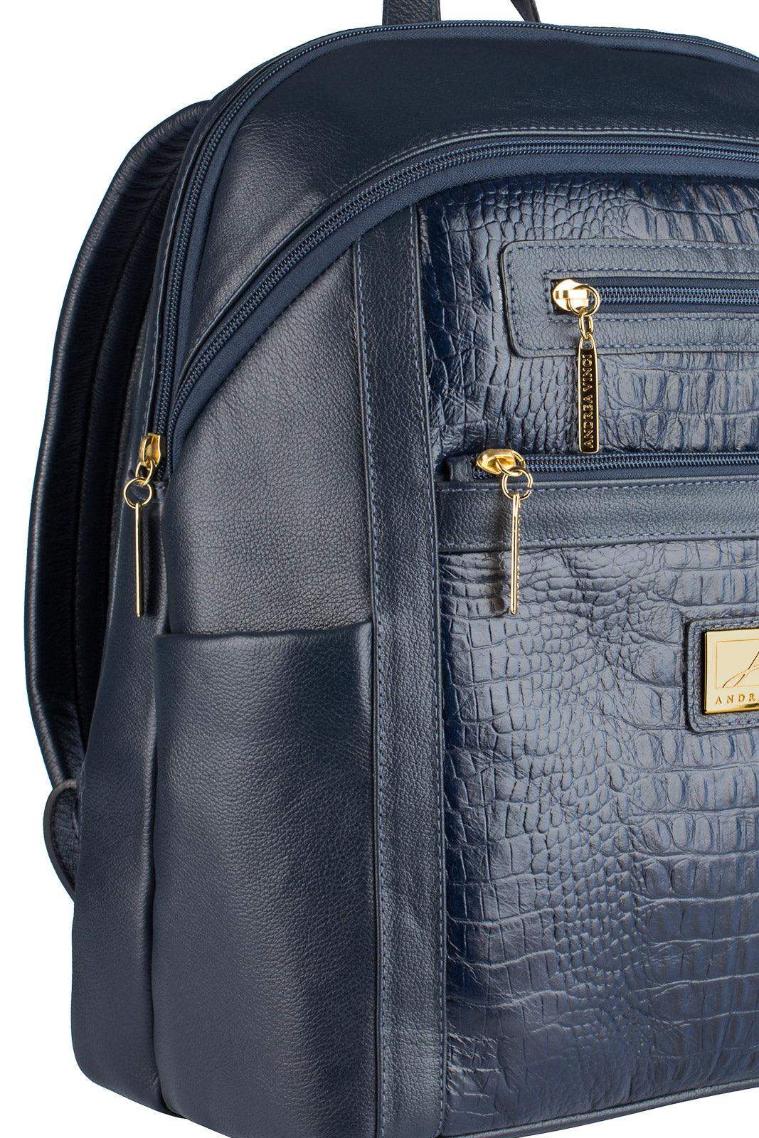 Mochila grande de couro croco Marcela - Enluaze