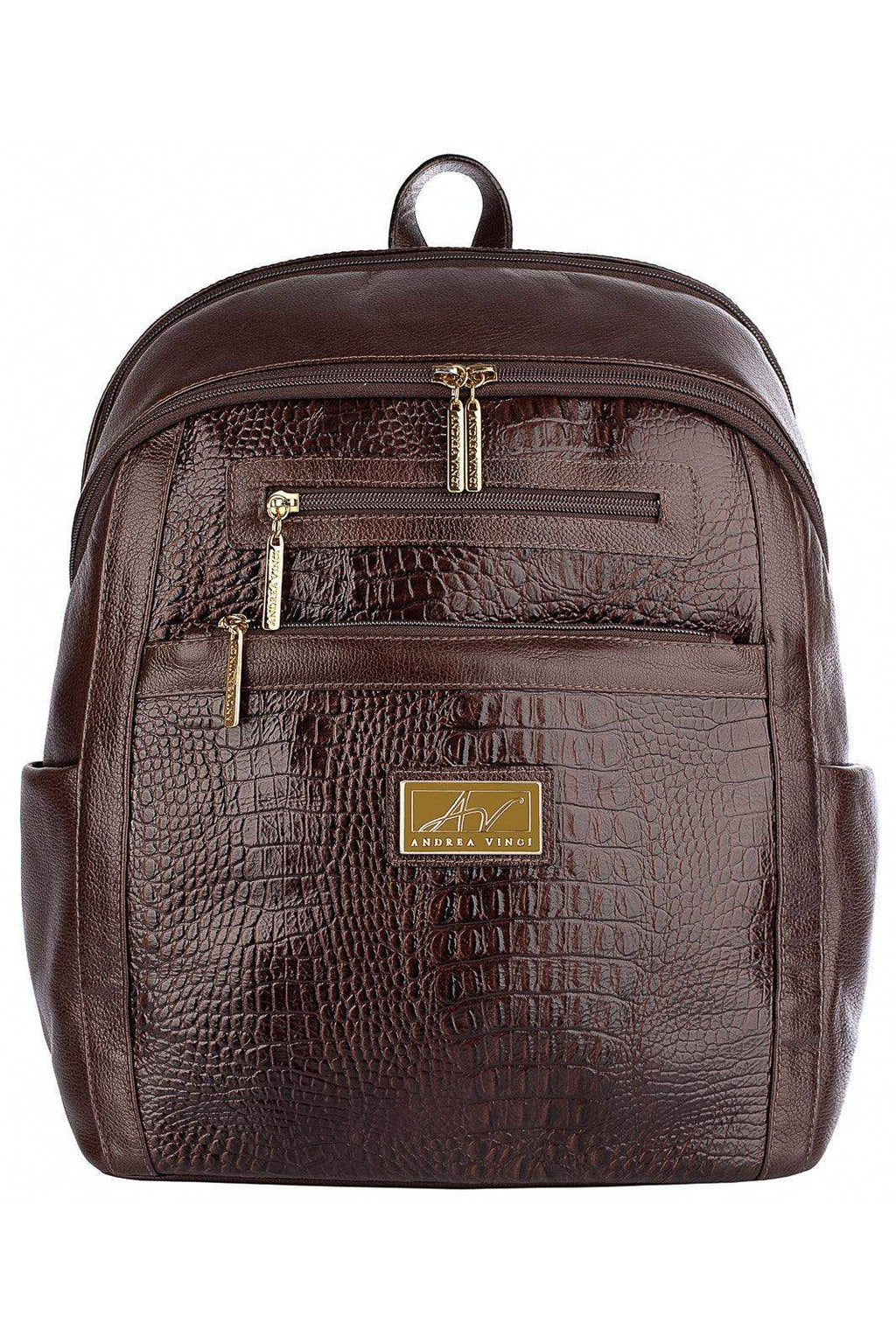 Mochila grande de couro croco Marcela - Enluaze