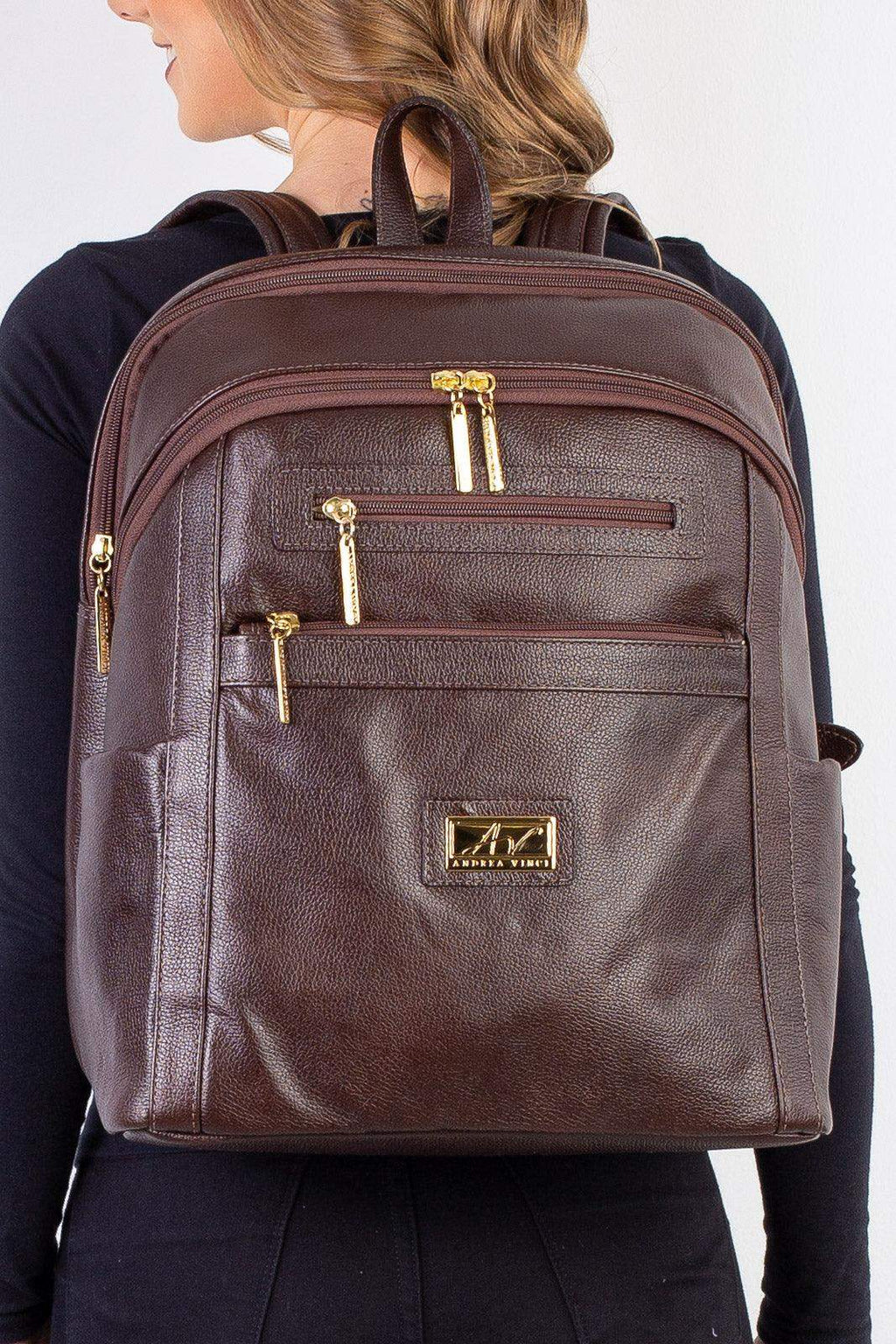 Mochila grande de couro liso Marcela - Enluaze