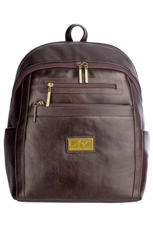 Mochila grande de couro liso Marcela — Enluaze