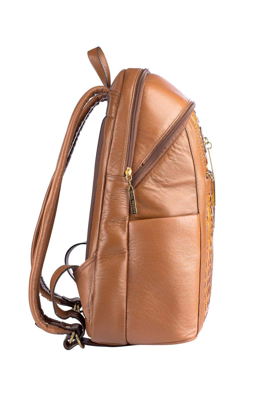 Mochila grande de couro croco Marcela - Enluaze