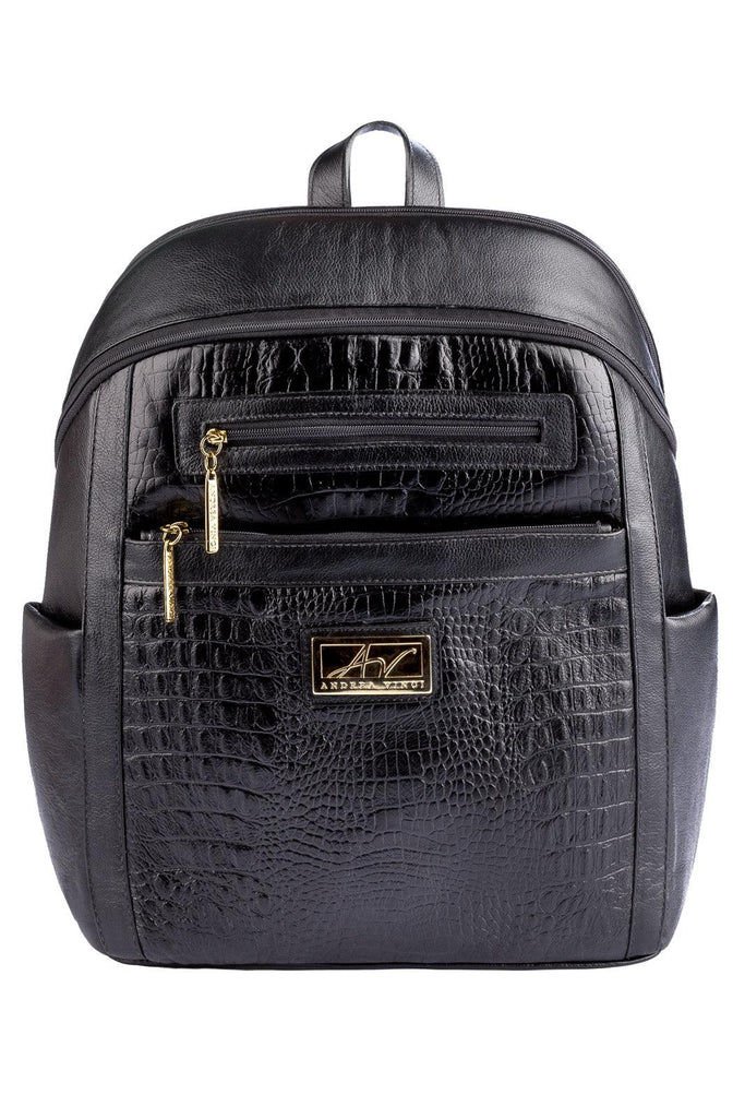 Mochila grande de couro croco Marcela - Enluaze - Acessórios em Couro e Malhas