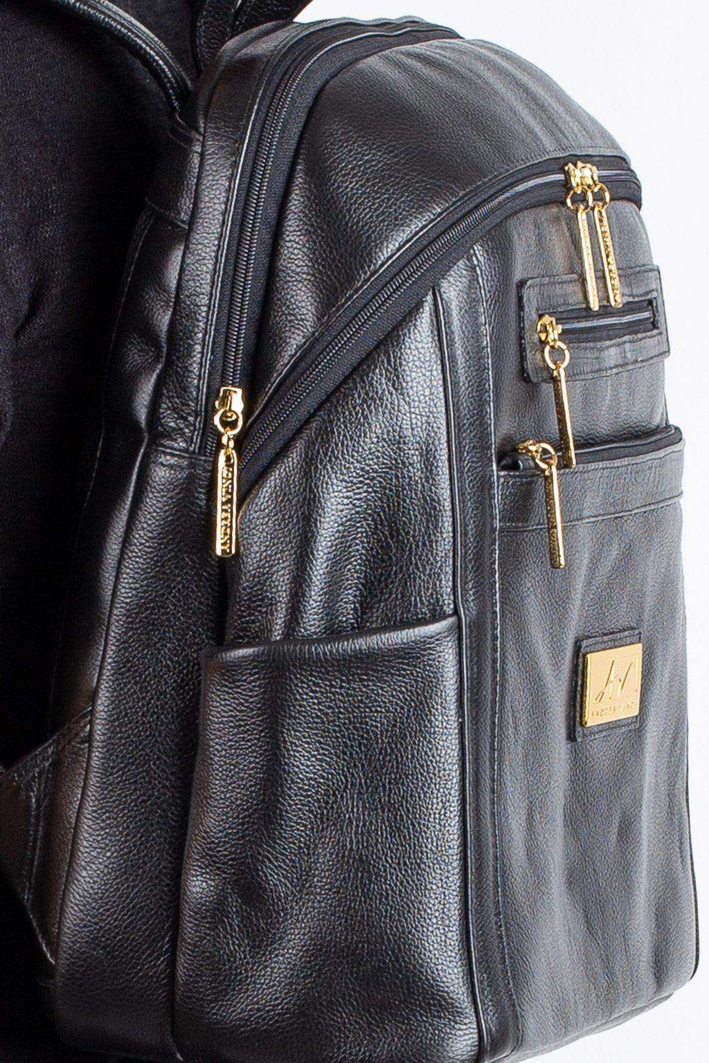 Mochila grande de couro liso Marcela - Enluaze