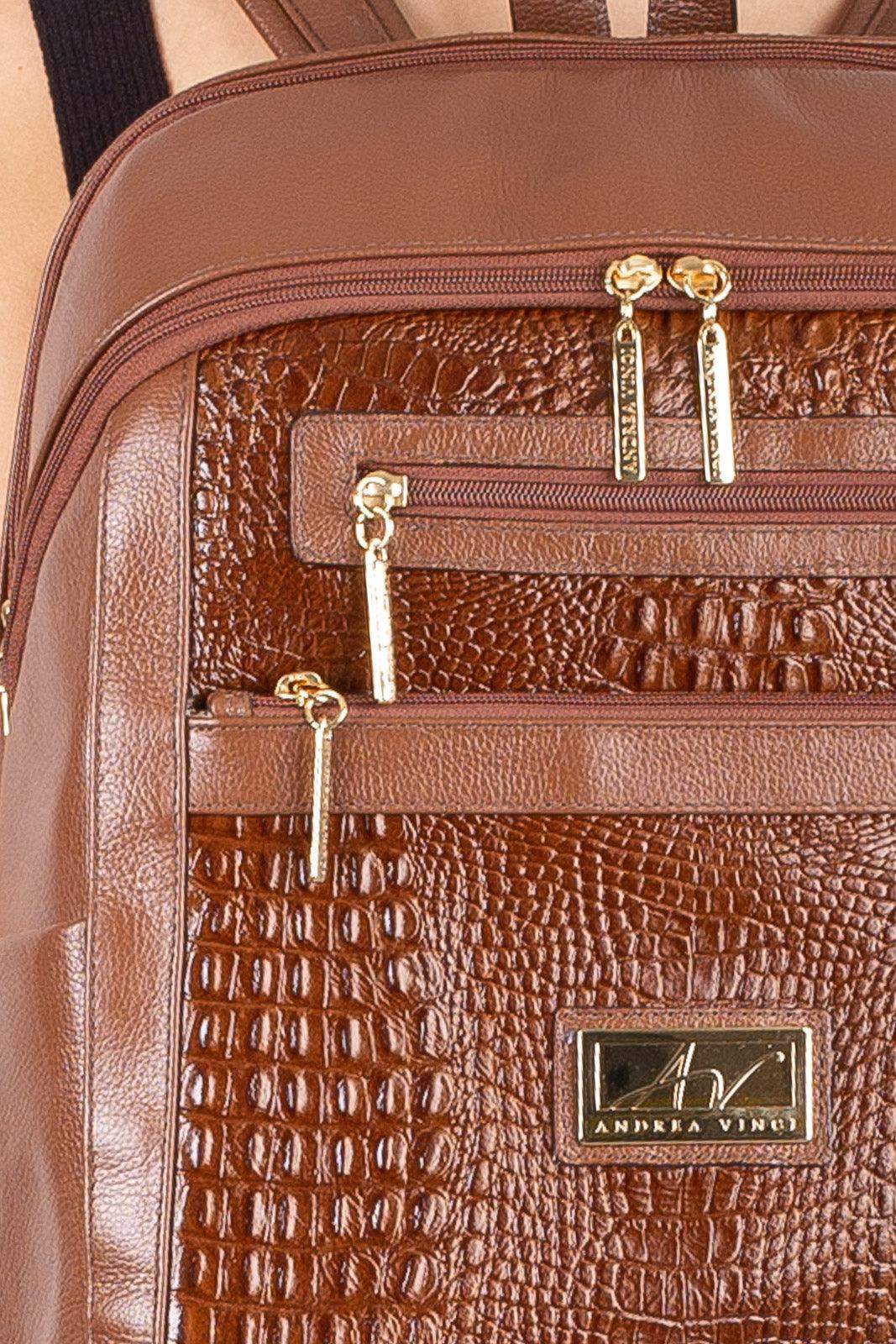 Mochila grande de couro croco Marcela - Enluaze