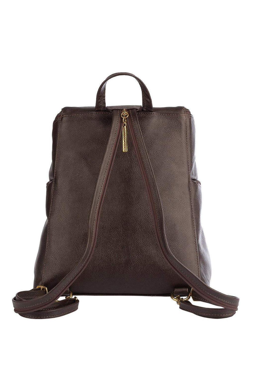 Mochila pequena de couro liso Cecília - Enluaze