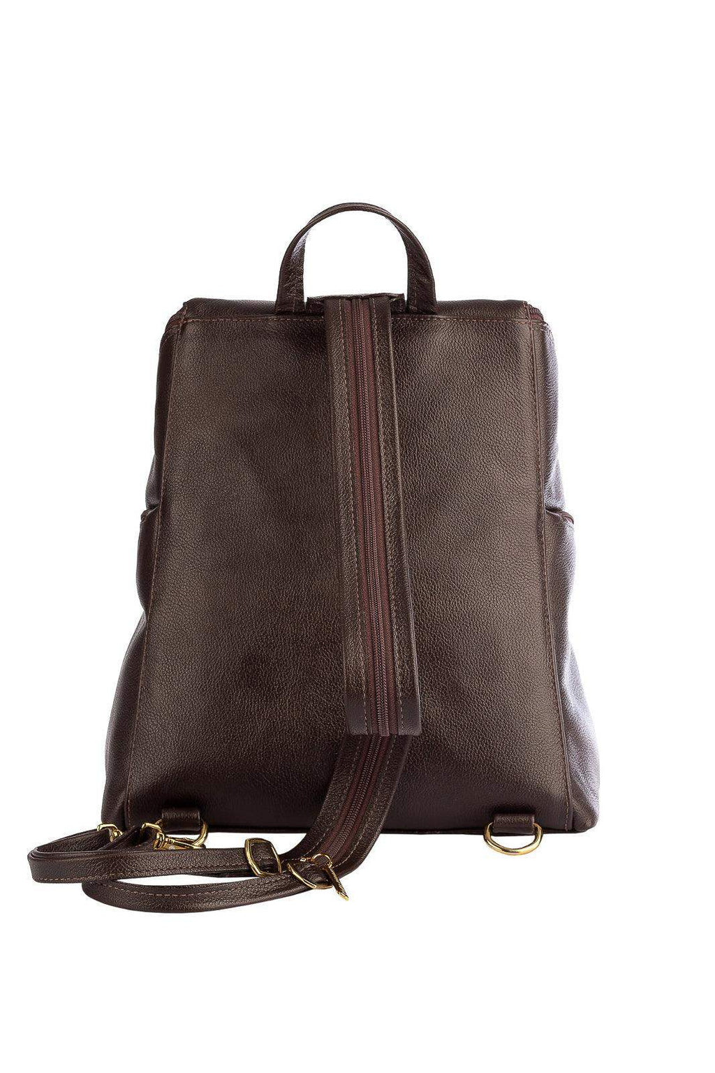 Mochila pequena de couro liso Cecília - Enluaze