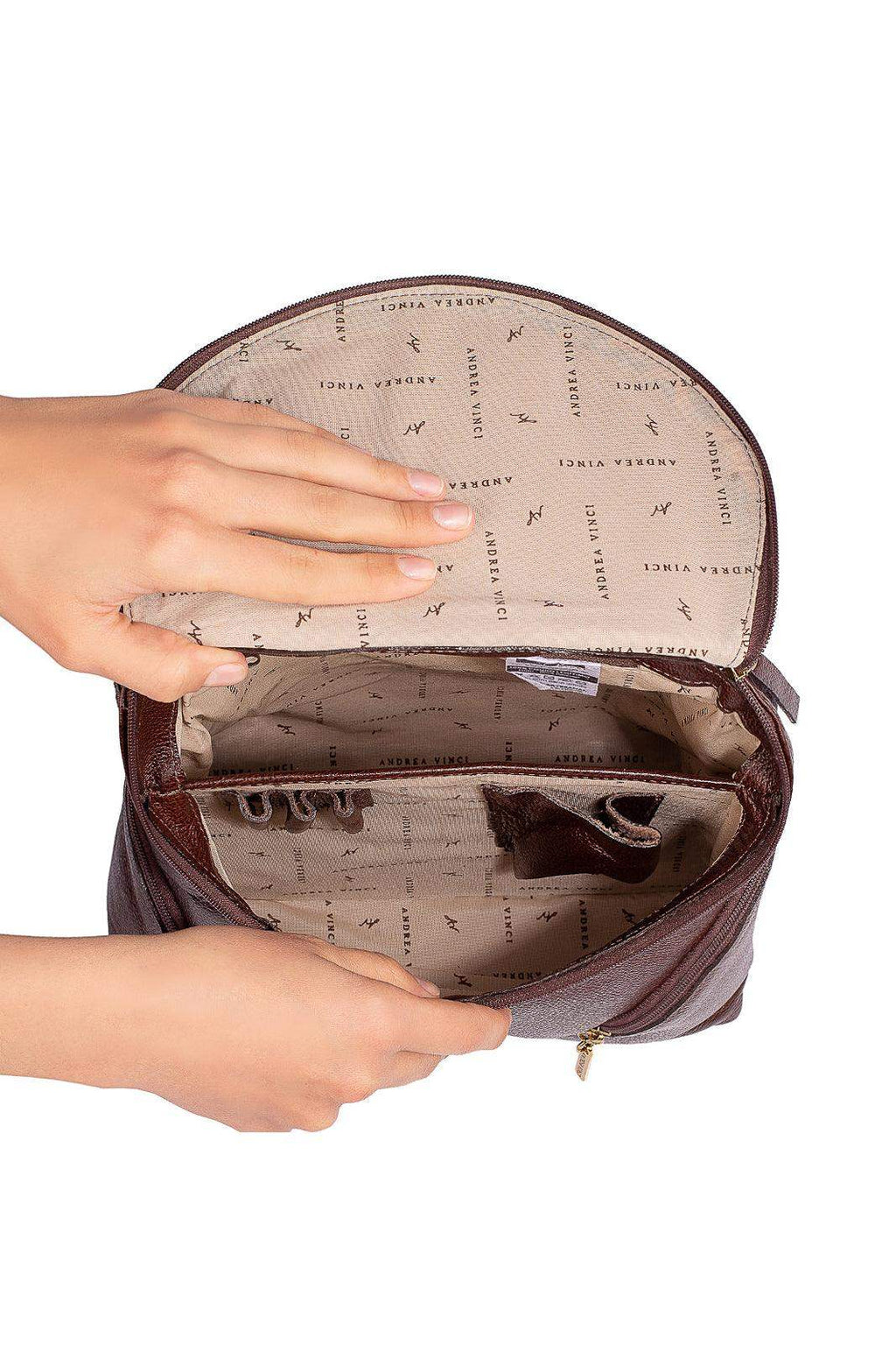 Mochila pequena de couro liso Cecília - Enluaze