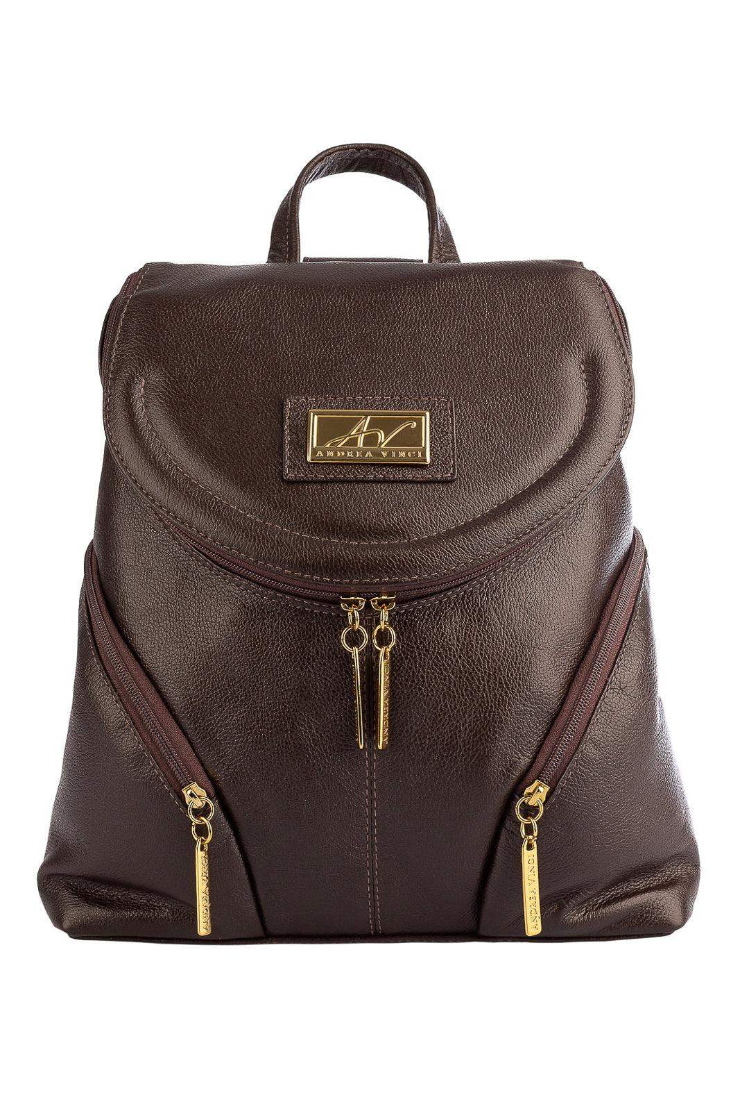 Mochila pequena de couro liso Cecília - Enluaze