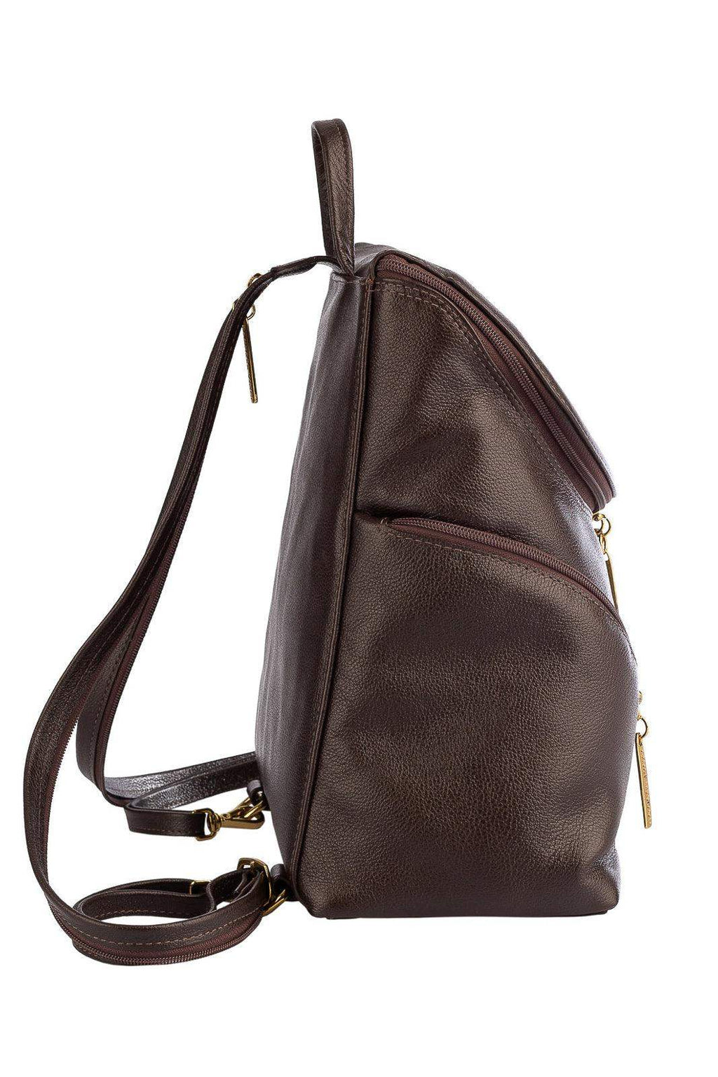 Mochila pequena de couro liso Cecília - Enluaze