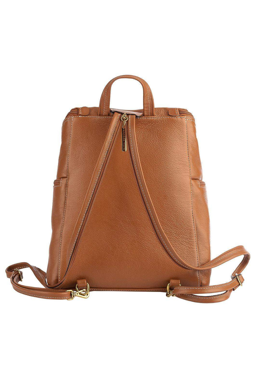 Mochila pequena de couro liso Cecília - Enluaze