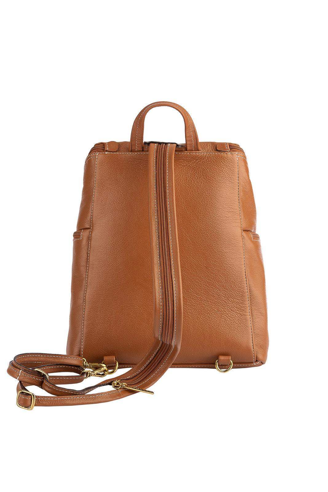 Mochila pequena de couro liso Cecília - Enluaze