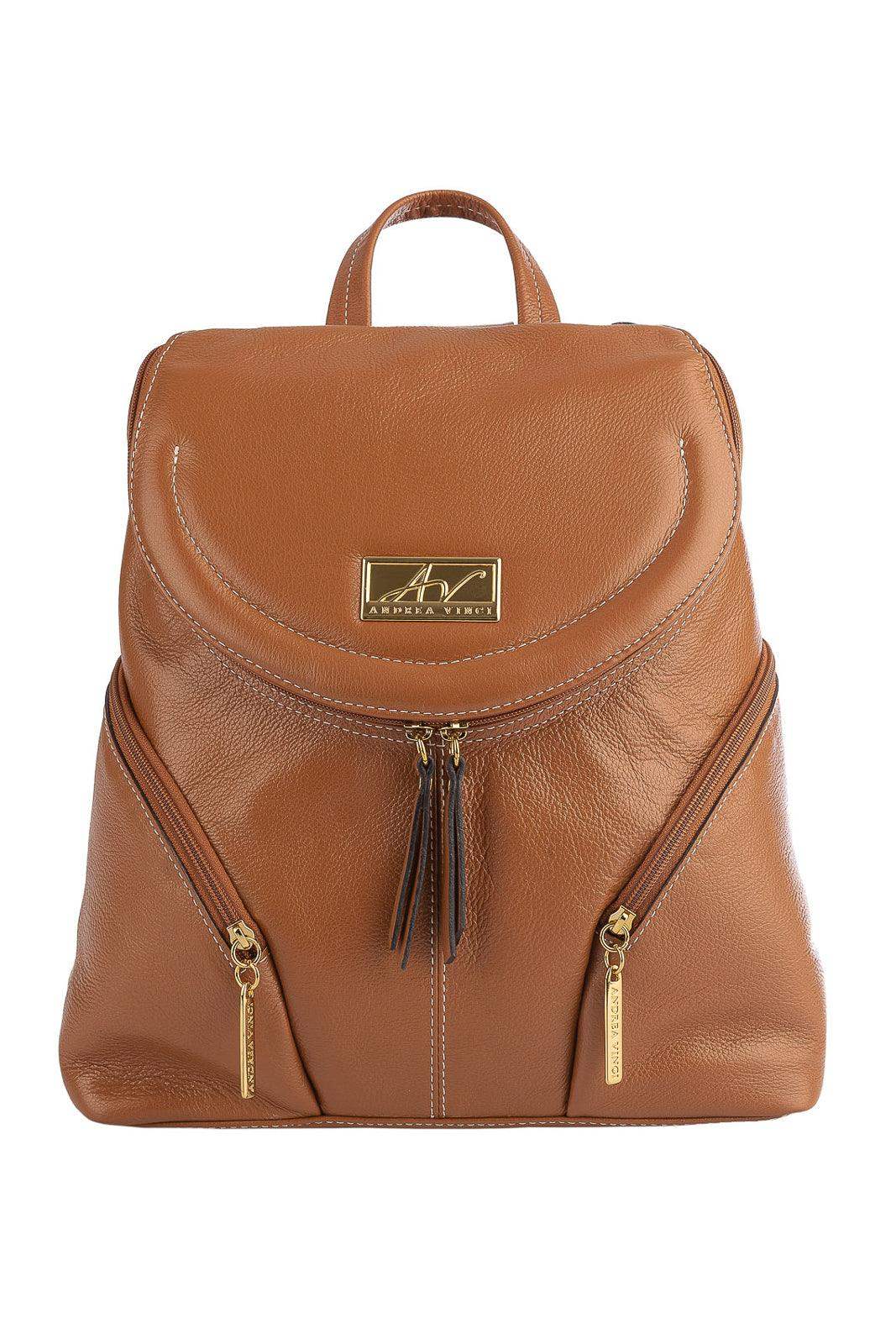 Mochila pequena de couro liso Cecília - Enluaze