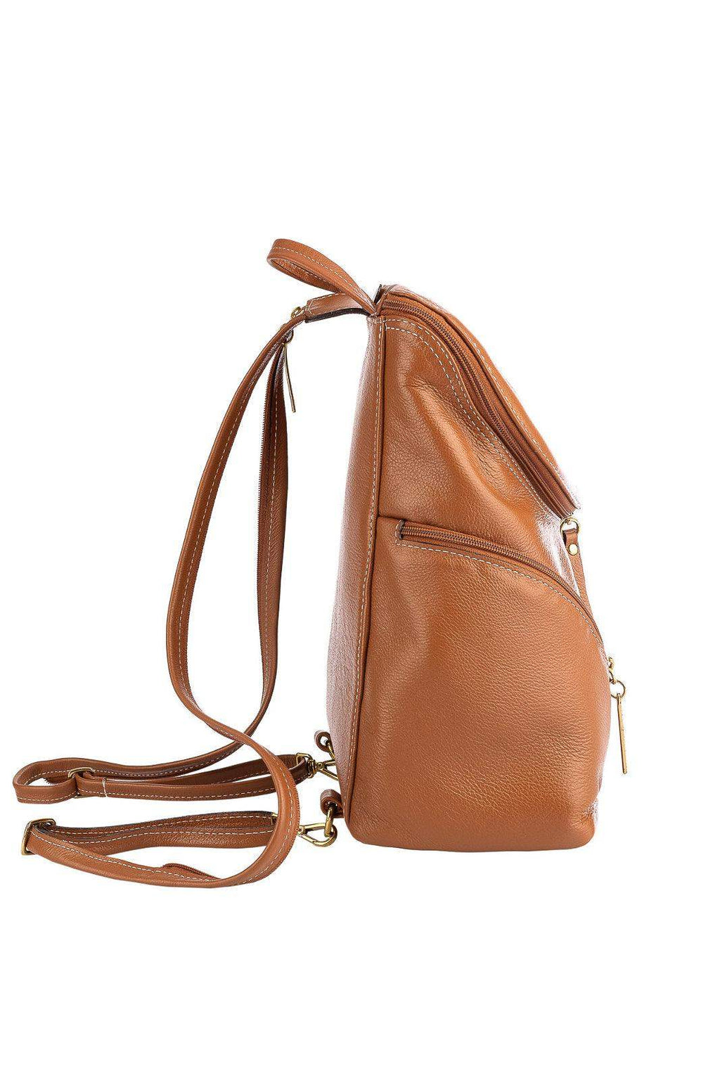 Mochila pequena de couro liso Cecília - Enluaze