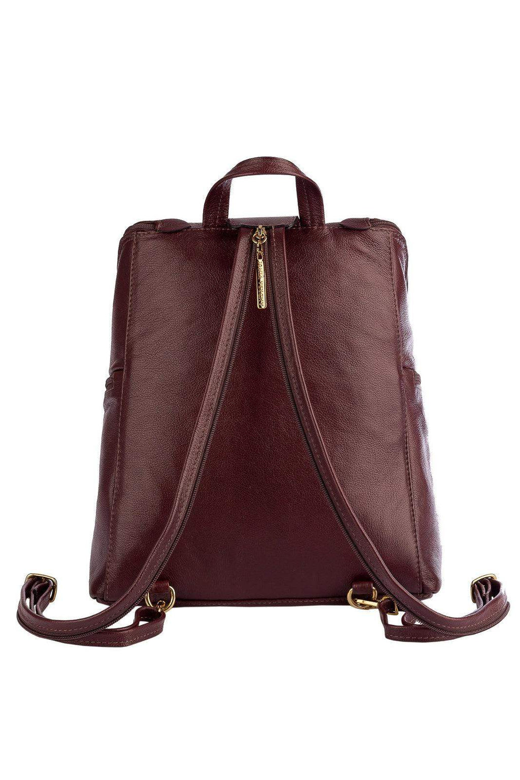 Mochila pequena de couro liso Cecília - Enluaze