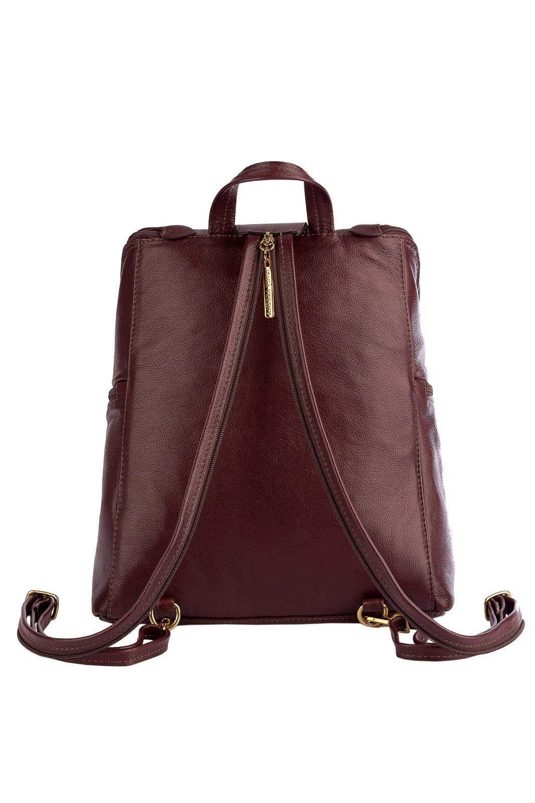 Mochila pequena de couro liso Cecília - Enluaze