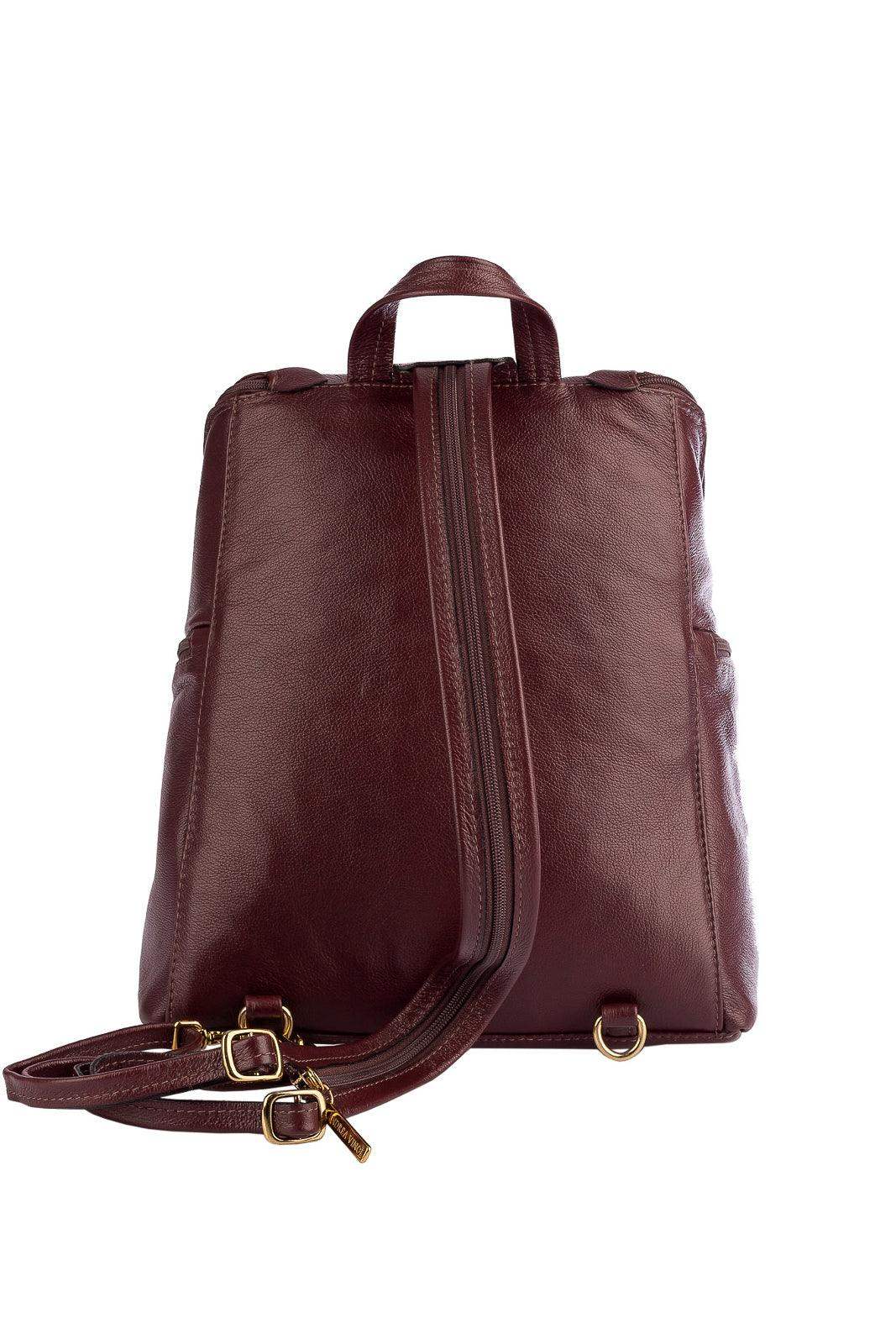 Mochila pequena de couro liso Cecília - Enluaze