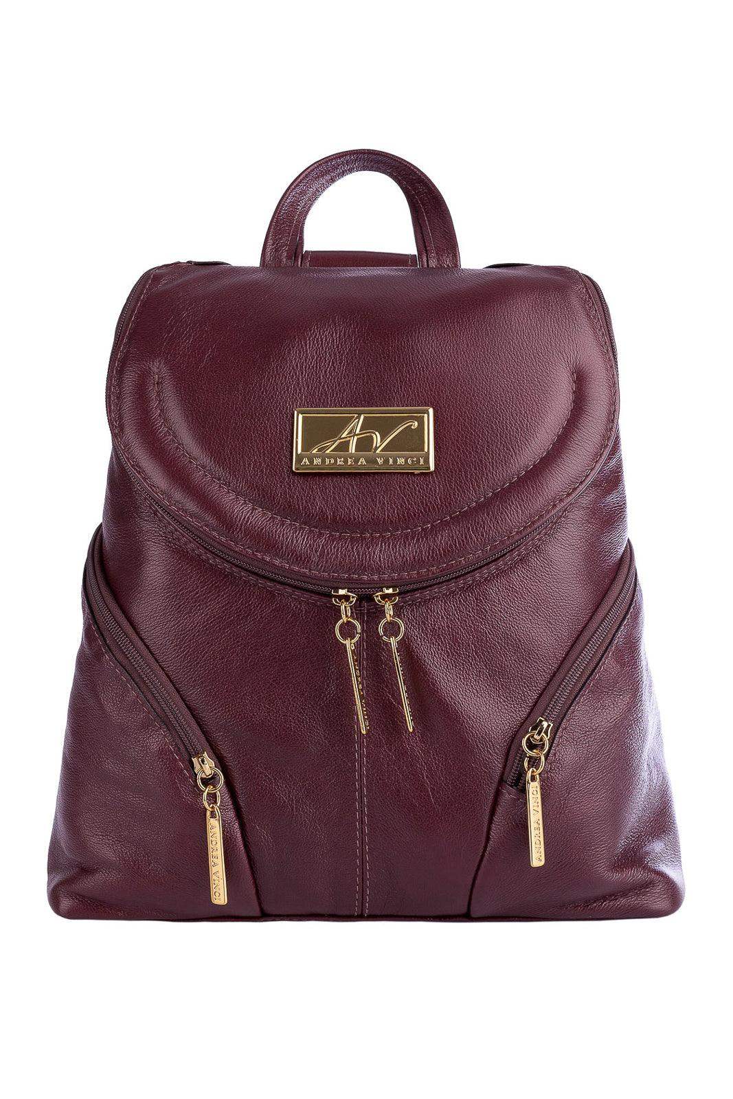 Mochila pequena de couro liso Cecília - Enluaze