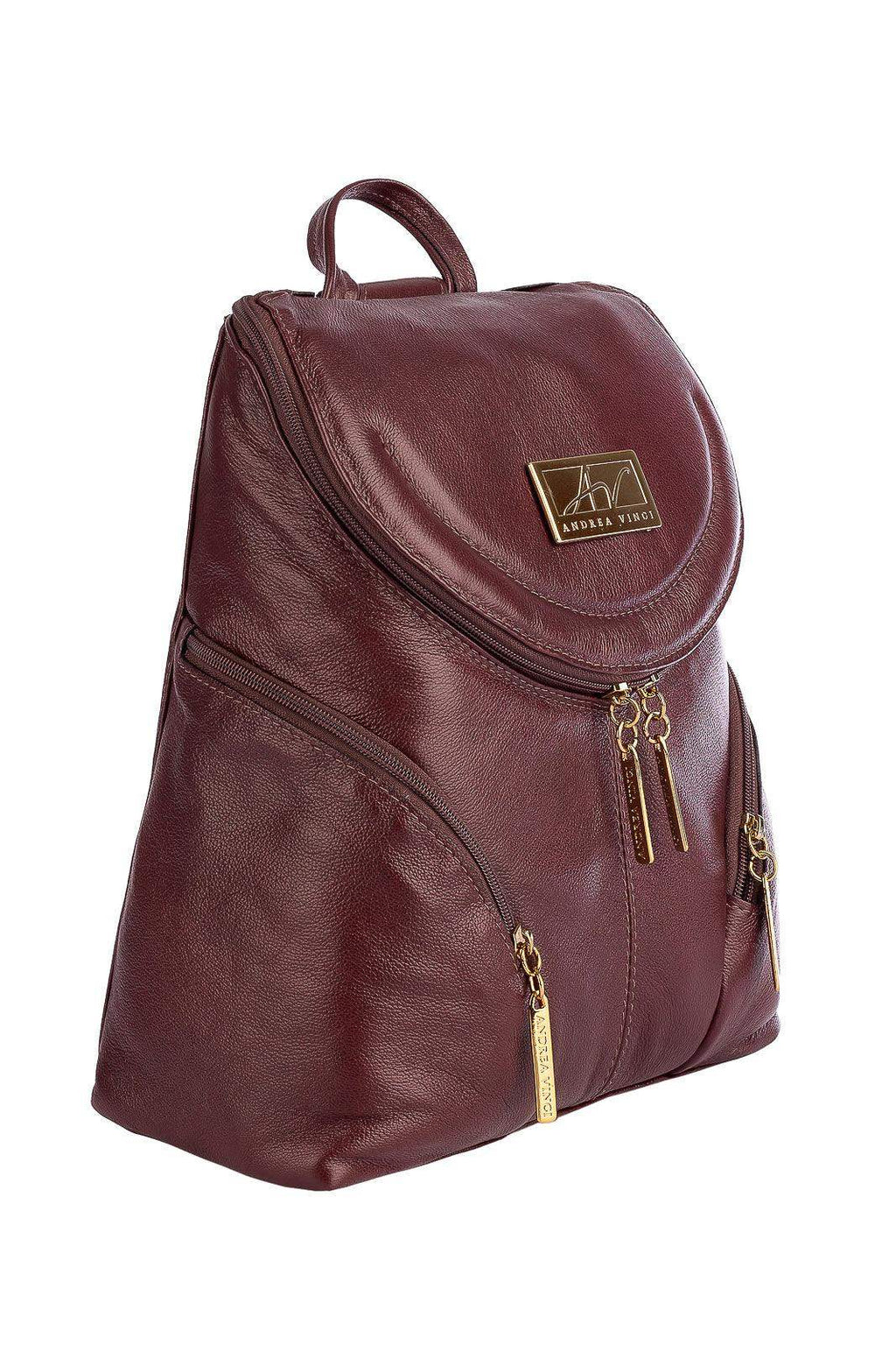 Mochila pequena de couro liso Cecília - Enluaze