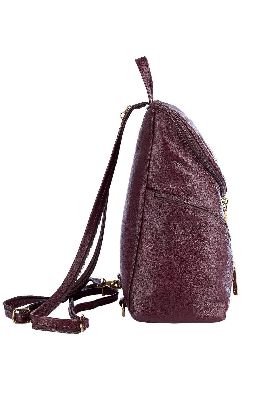 Mochila pequena de couro liso Cecília - Enluaze