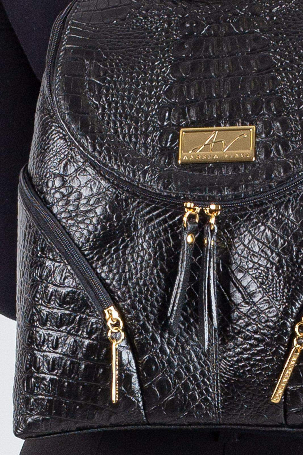 Mochila pequena de couro croco Cecília - Enluaze