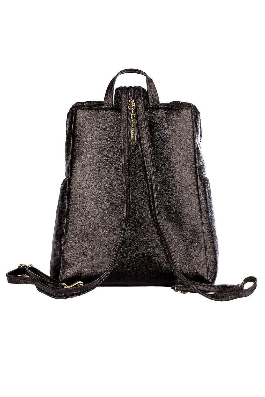 Mochila pequena de couro liso Cecília - Enluaze