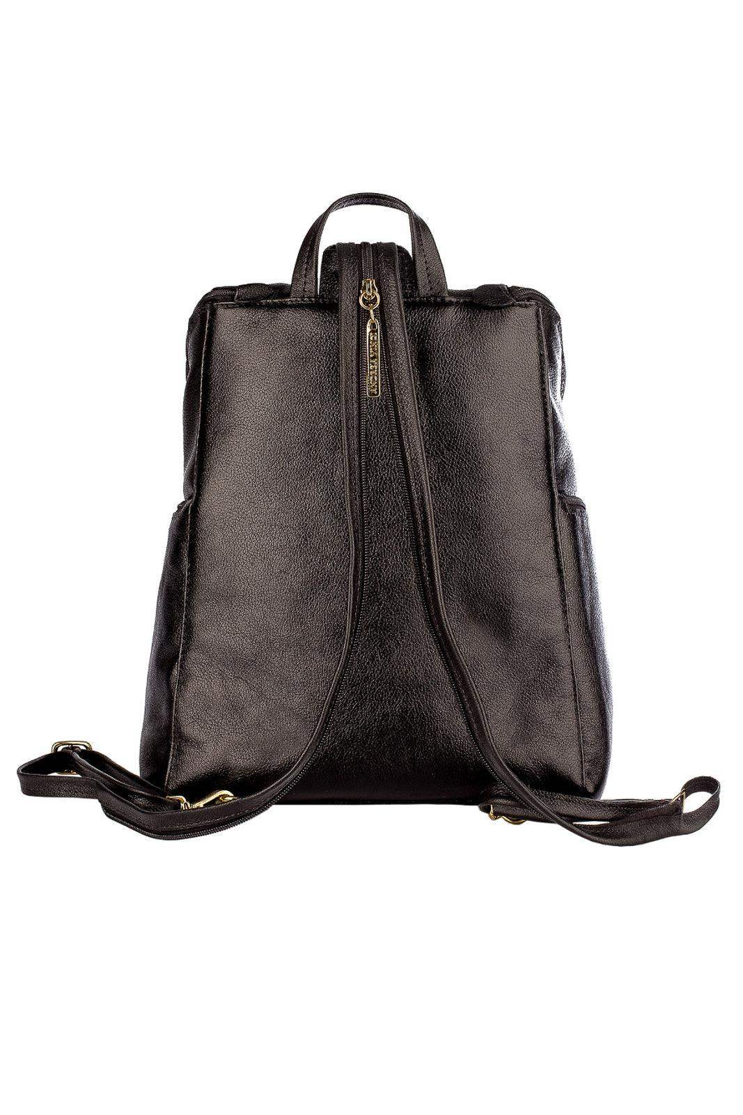 Mochila pequena de couro liso Cecília - Enluaze