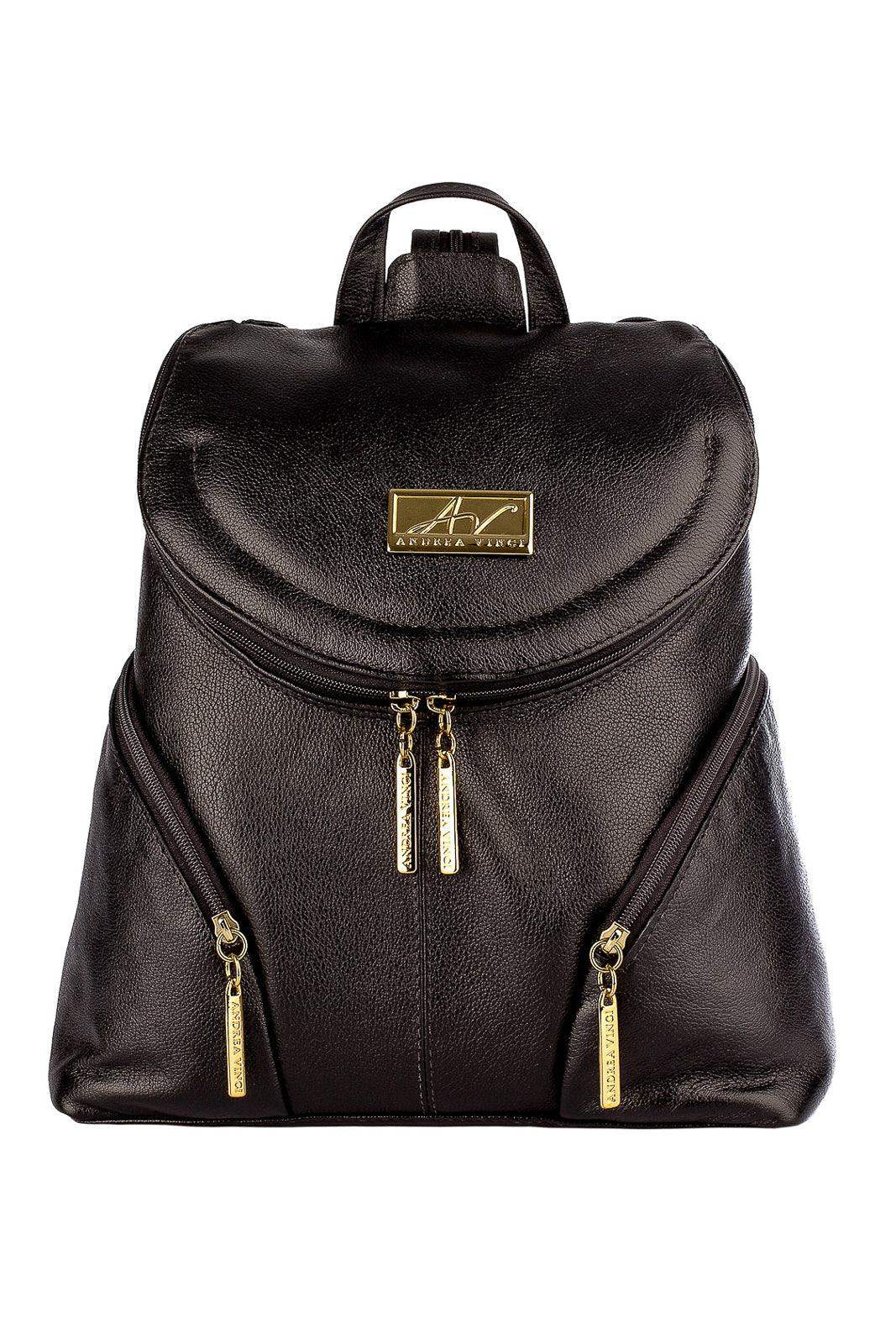 Mochila pequena de couro liso Cecília - Enluaze