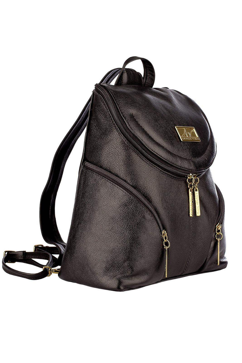 Mochila pequena de couro liso Cecília - Enluaze