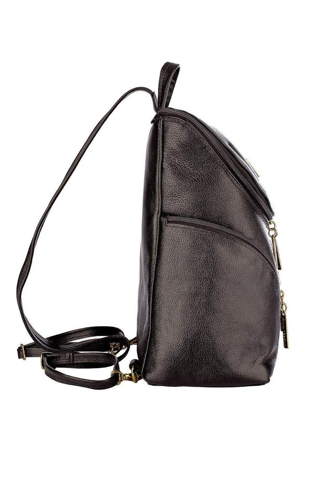 Mochila pequena de couro liso Cecília - Enluaze