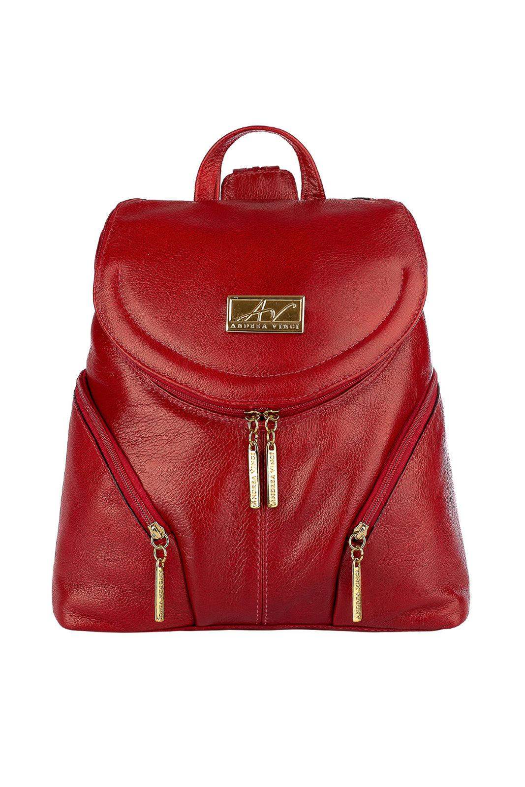 Mochila pequena de couro liso Cecília - Enluaze