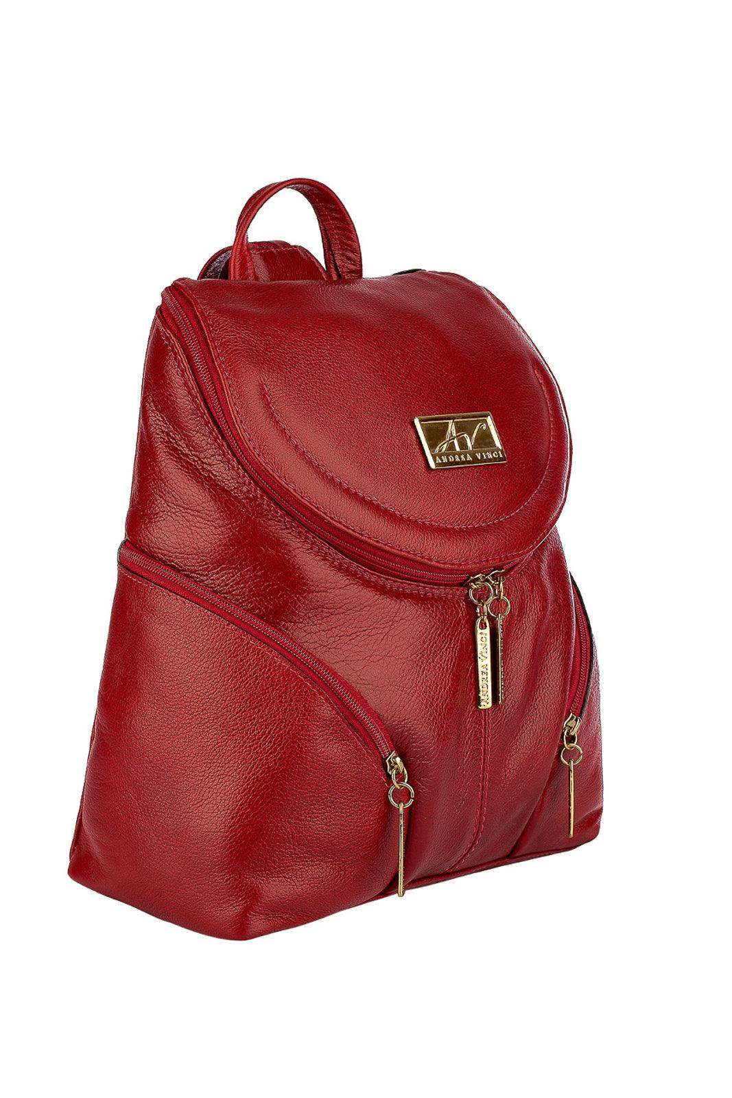 Mochila pequena de couro liso Cecília - Enluaze