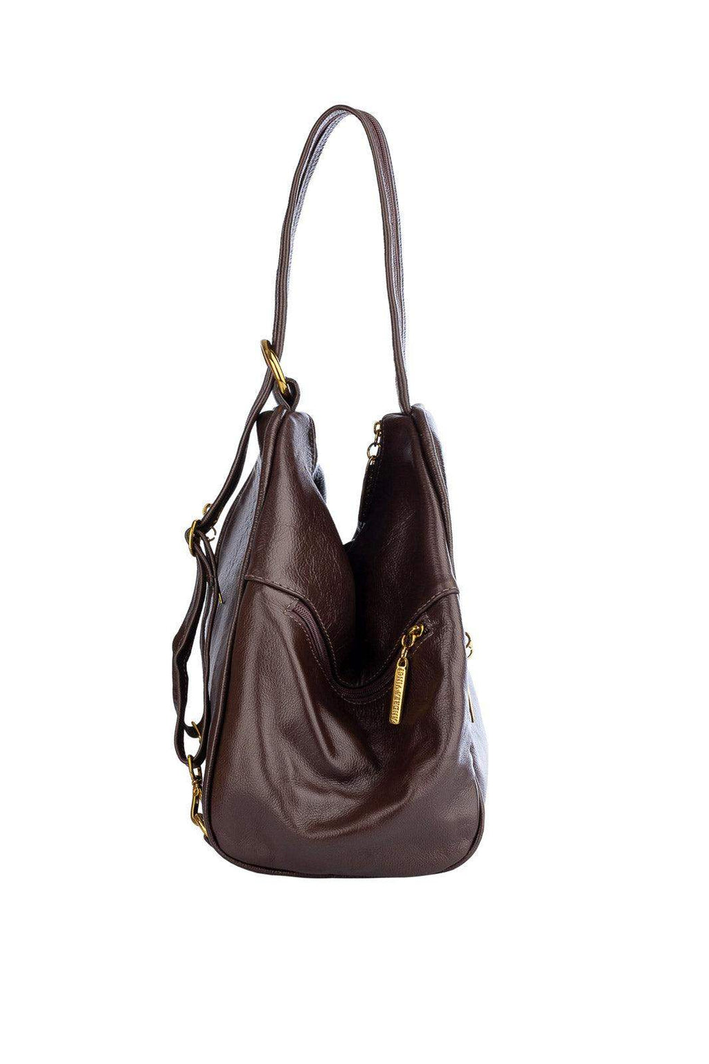 Mochila de couro liso 2 em 1 Malu - Enluaze