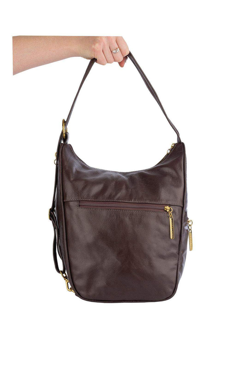 Mochila de couro liso 2 em 1 Malu - Enluaze
