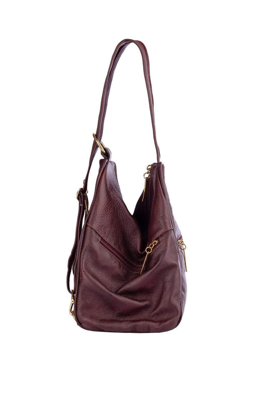 Mochila de couro liso 2 em 1 Malu - Enluaze