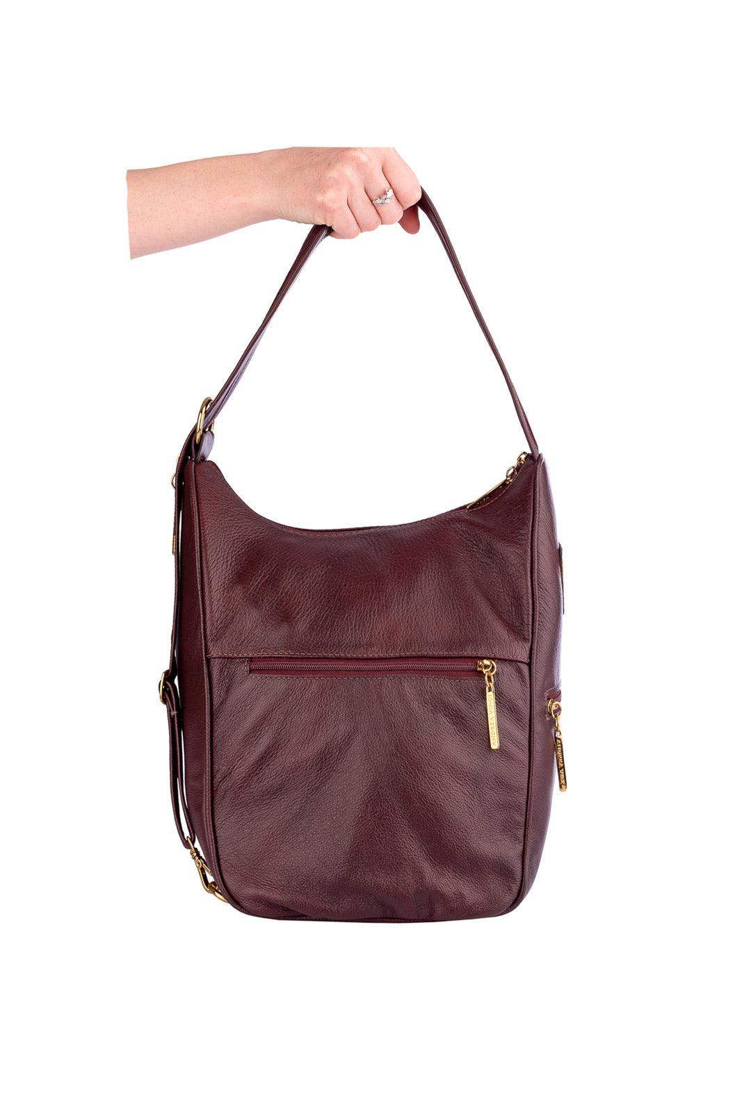 Mochila de couro liso 2 em 1 Malu - Enluaze