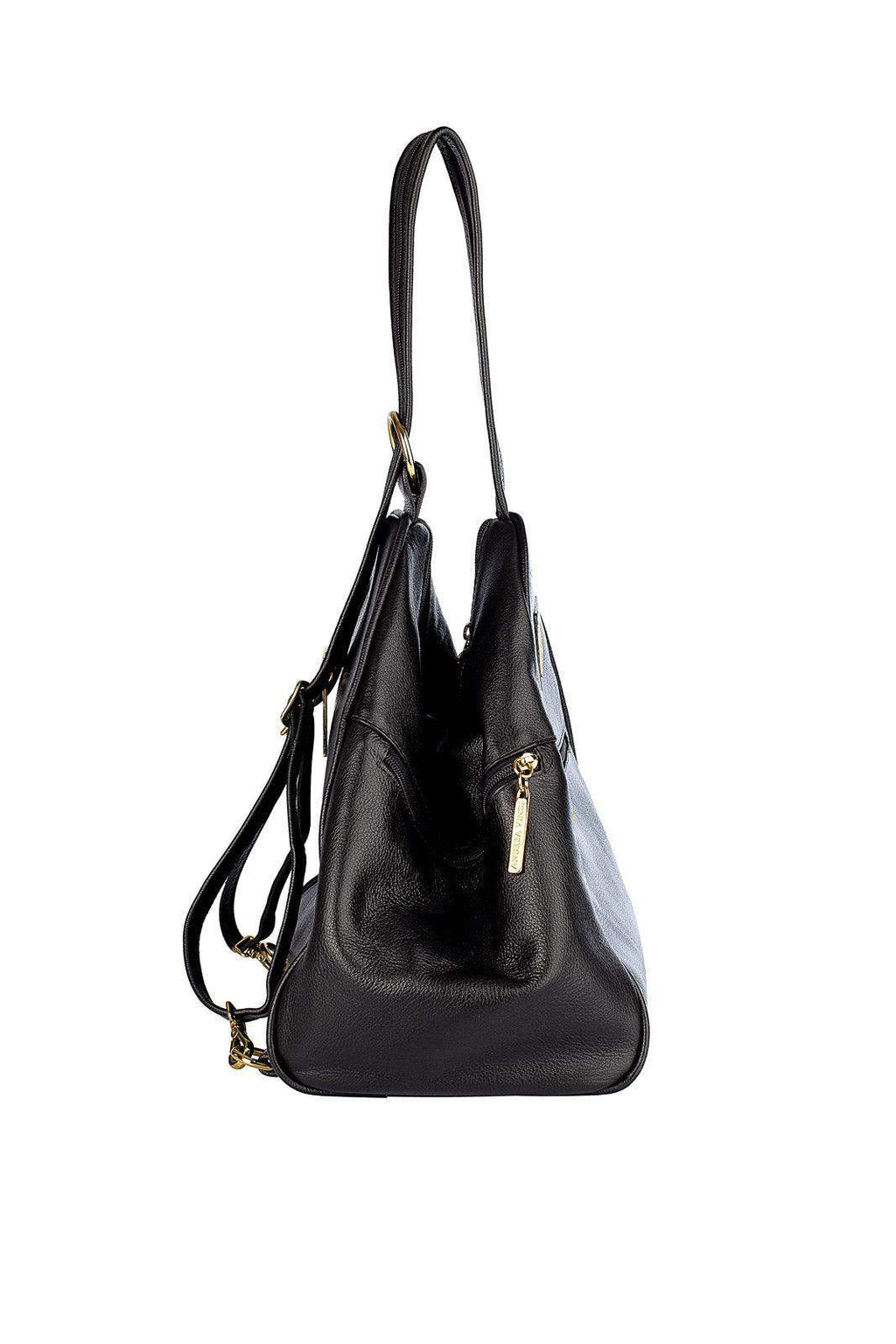 Mochila de couro liso 2 em 1 Malu - Enluaze