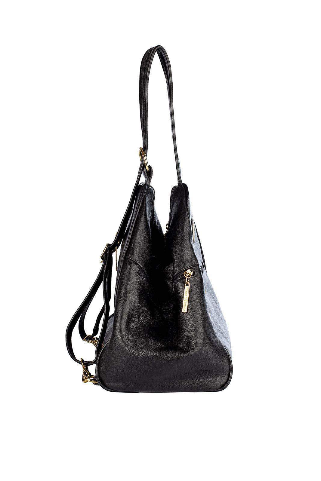 Mochila de couro liso 2 em 1 Malu - Enluaze