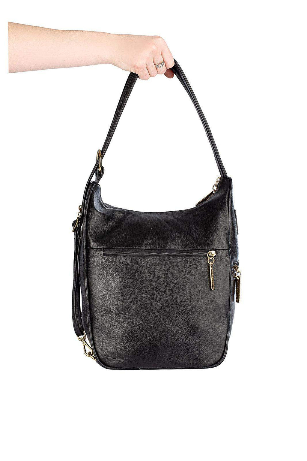 Mochila de couro liso 2 em 1 Malu - Enluaze