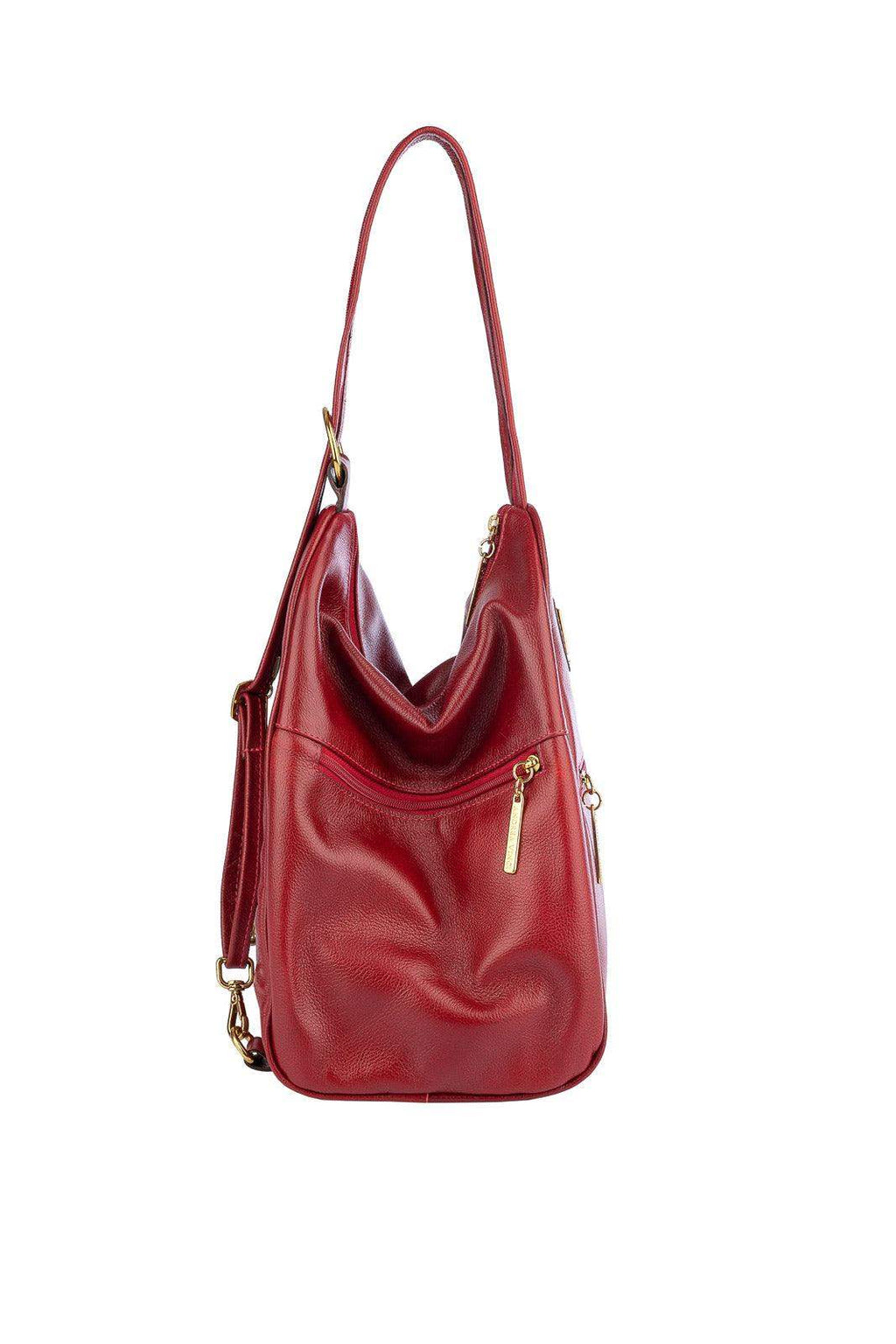 Mochila de couro liso 2 em 1 Malu - Enluaze