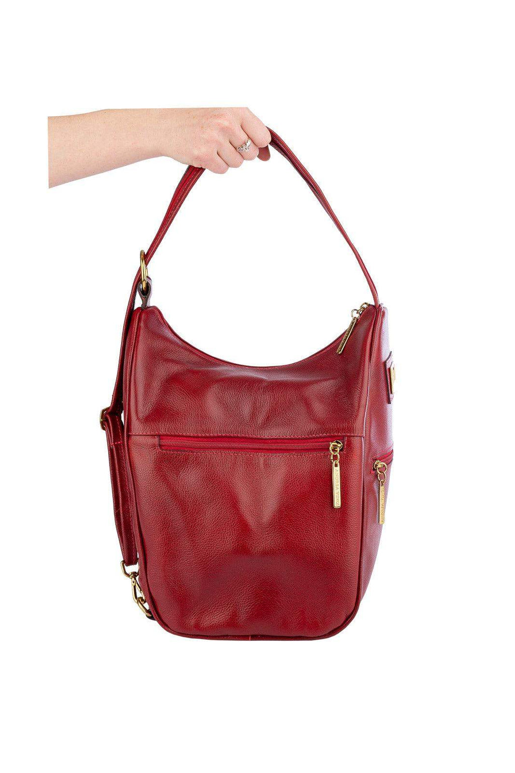Mochila de couro liso 2 em 1 Malu - Enluaze