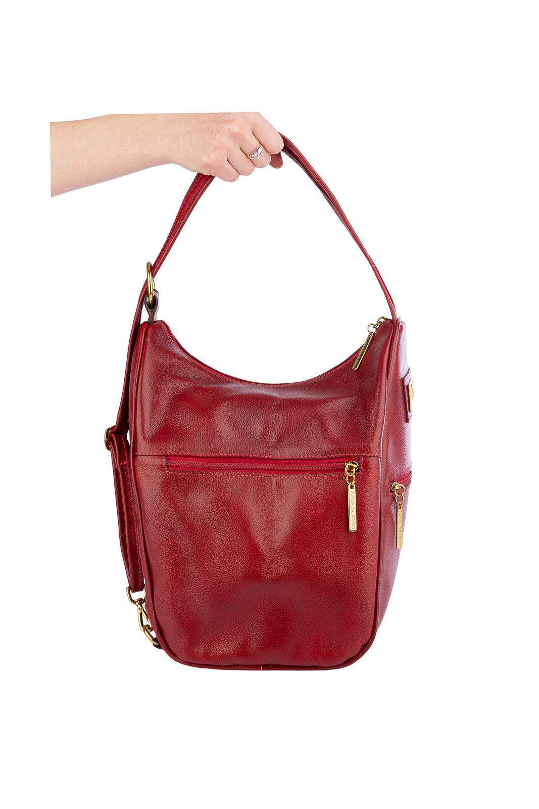 Mochila de couro liso 2 em 1 Malu - Enluaze