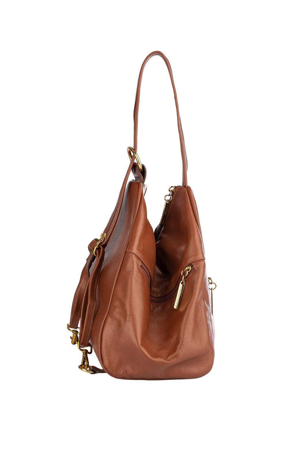 Mochila de couro liso 2 em 1 Malu - Enluaze