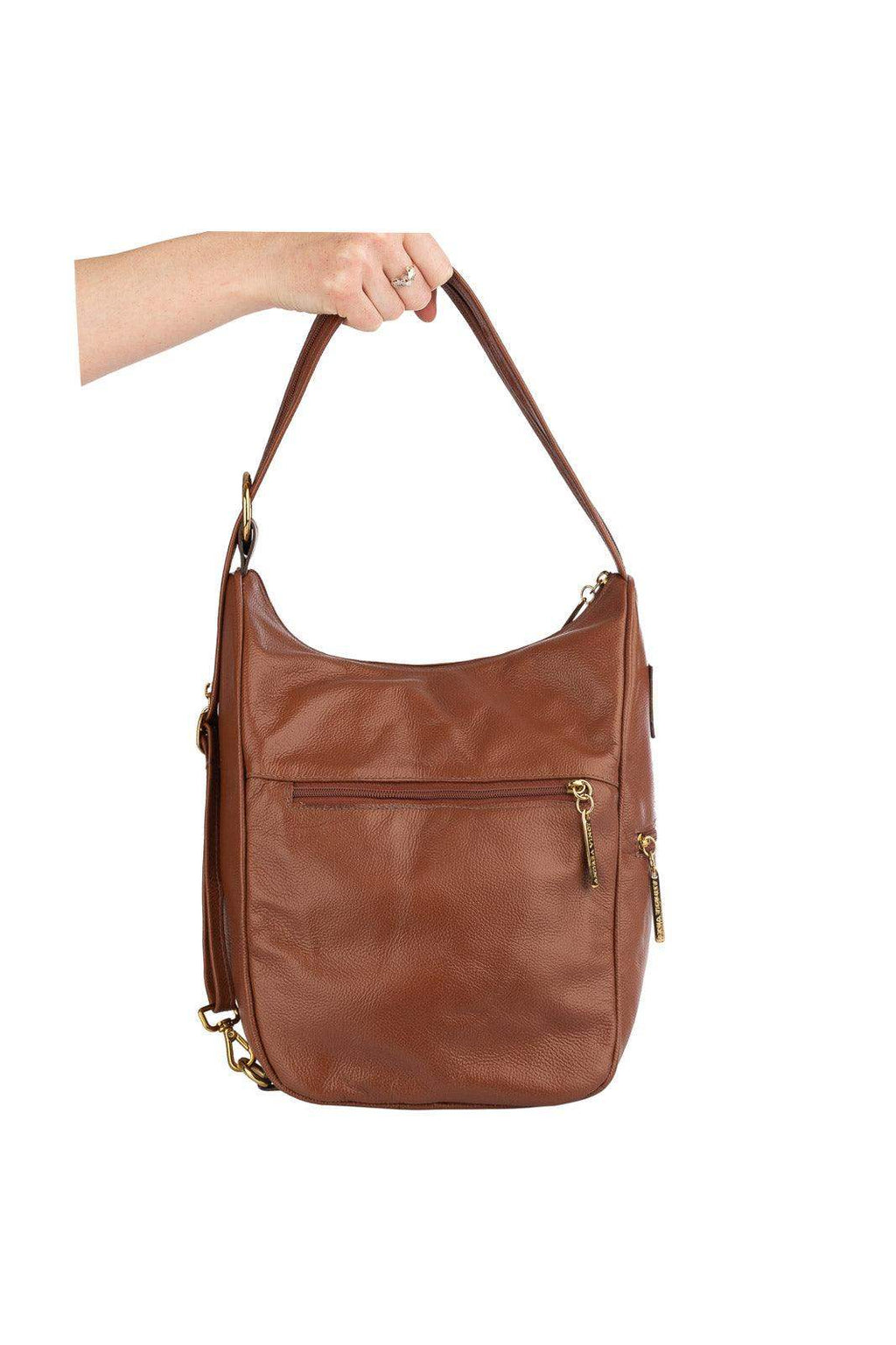 Mochila de couro liso 2 em 1 Malu - Enluaze