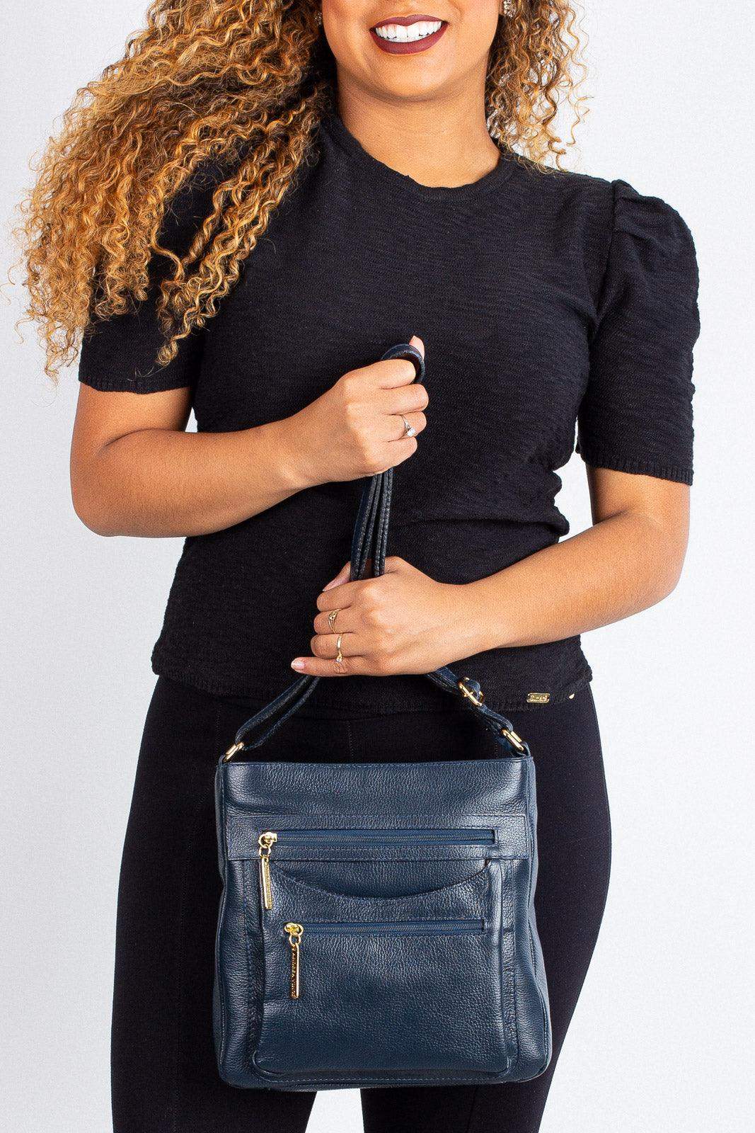 Bolsa tiracolo em couro liso Thais - Enluaze