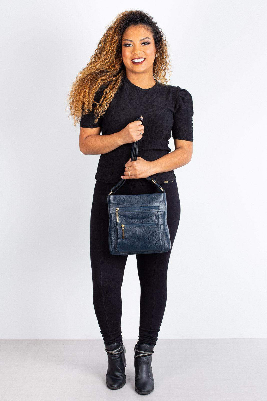 Bolsa tiracolo em couro liso Thais - Enluaze