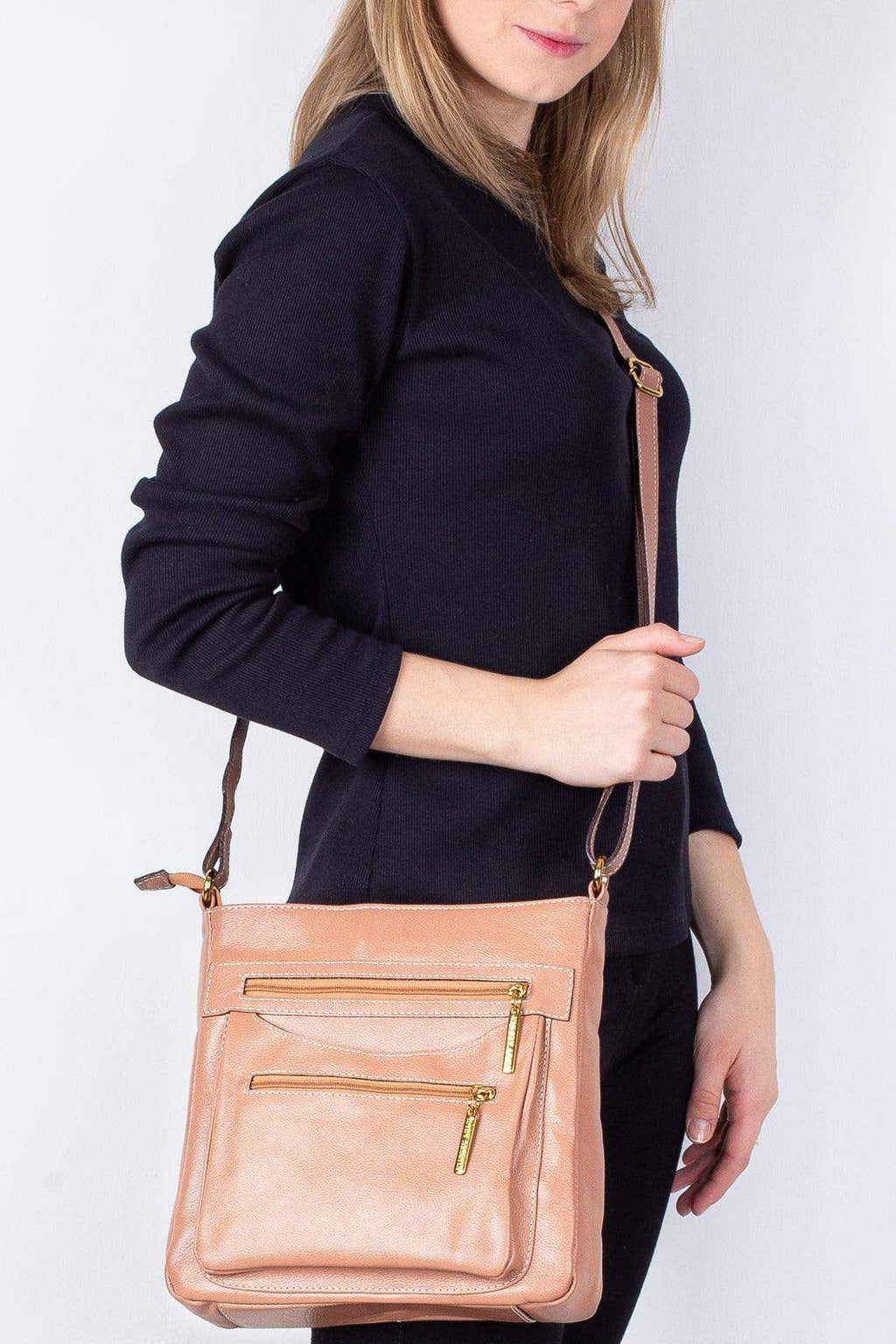 Bolsa tiracolo em couro liso Thais - Enluaze