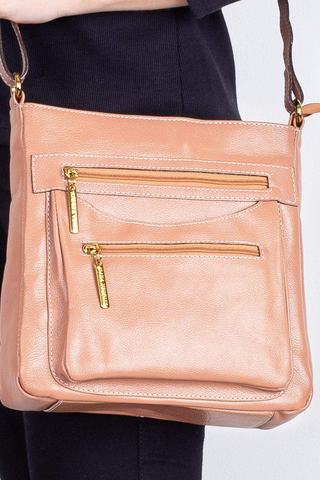 Bolsa tiracolo em couro liso Thais - Enluaze