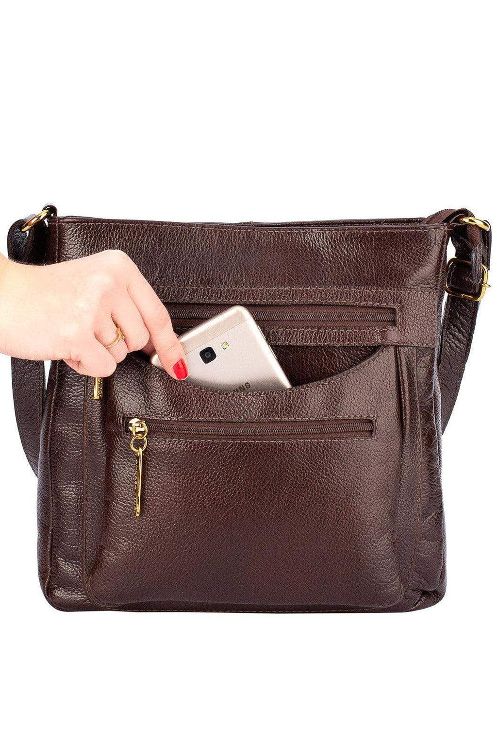 Bolsa tiracolo em couro liso Thais - Enluaze