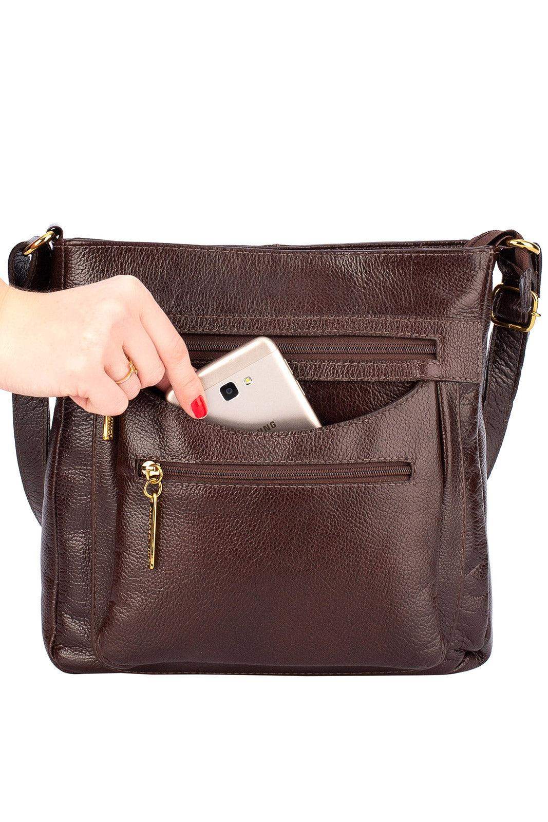 Bolsa tiracolo em couro liso Thais - Enluaze